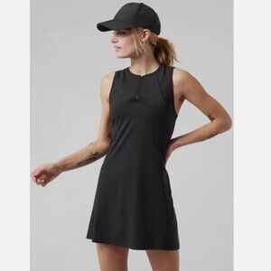 Athleta Black Sleeveless Zip-Front Active Mini Dress